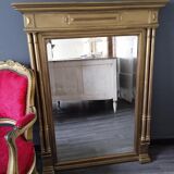 Antique gilded trumeau mirror 93x120cm