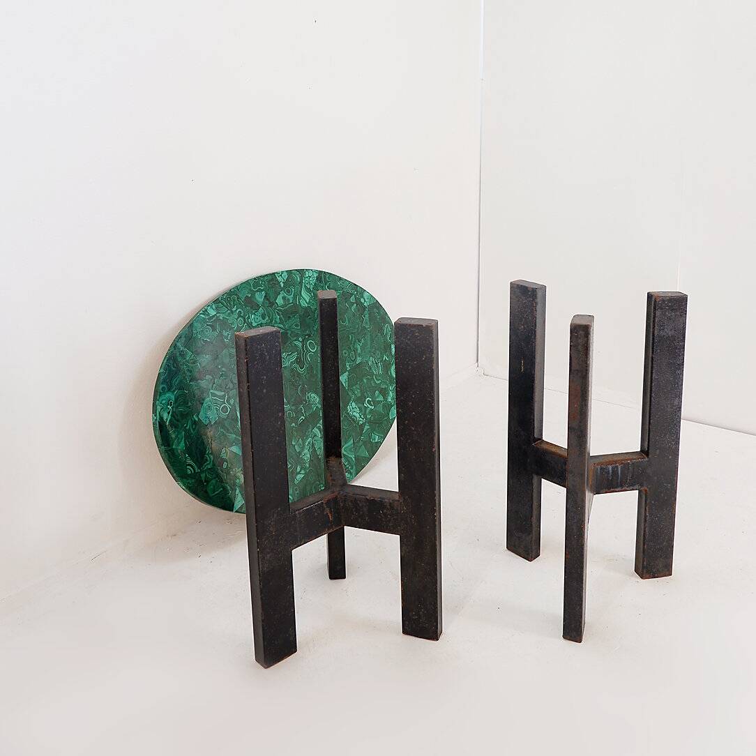 Console en malachite et métal noir