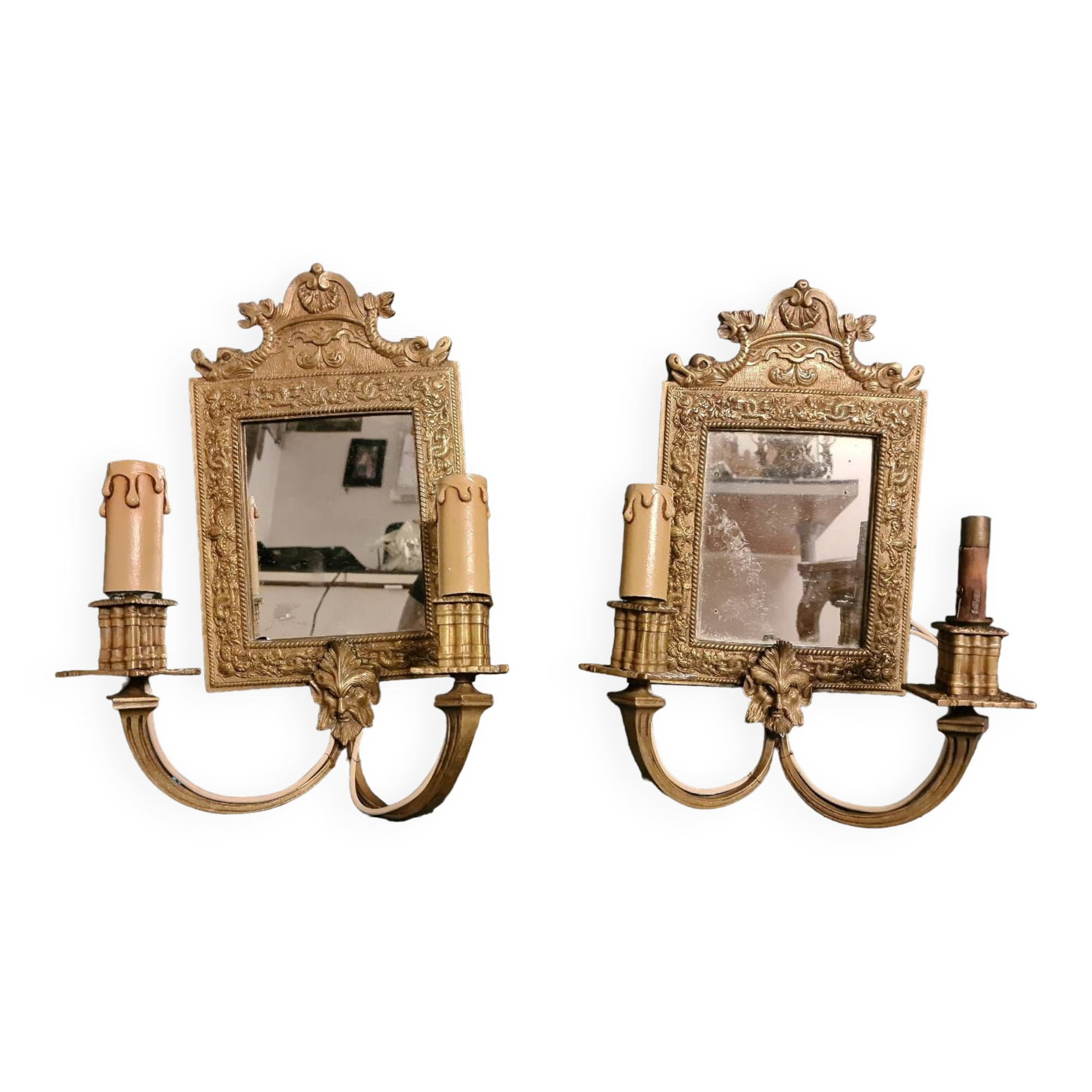 France 19th century pair of finely chiseled bronze sconces