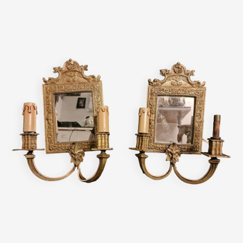 France 19th century pair of finely chiseled bronze sconces