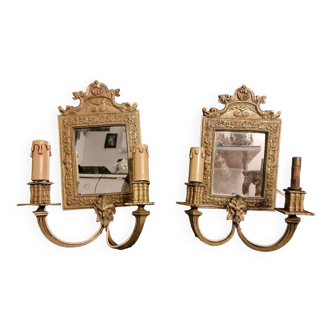 France 19th century pair of finely chiseled bronze sconces