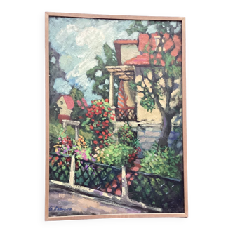 Old oil painting on canvas signed dimensions: height - 83 cm - width - 58.5 cm -