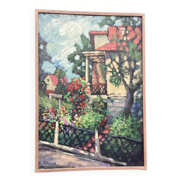 Old oil painting on canvas signed dimensions: height - 83 cm - width - 58.5 cm -