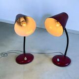 Ensemble de 2 lampes de table / veilleuses rouges vintage
