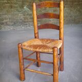 Set of 4 straw-covered brutalist chairs by George Robert