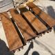 Solid oak farmhouse bench 140cm for rustic farmhouse table 1950