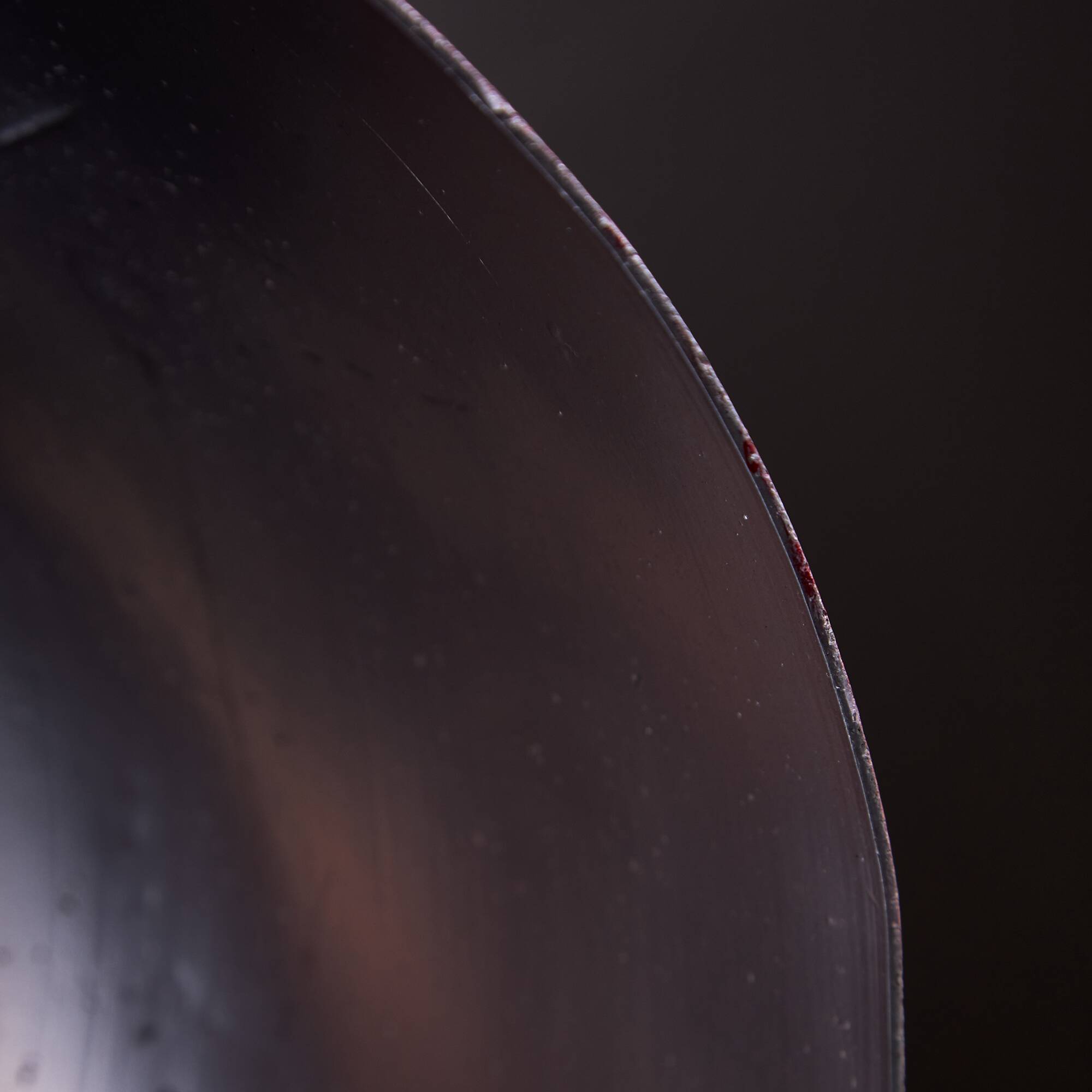 Italian, Hemispherical Red Aluminum Pendant with Round Holes on Top, 1970s