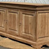 Enfilade / antique buffet in solid raw wood with 3 drawers.