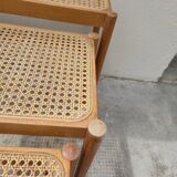 Set of 3 vintage cane nesting coffee tables