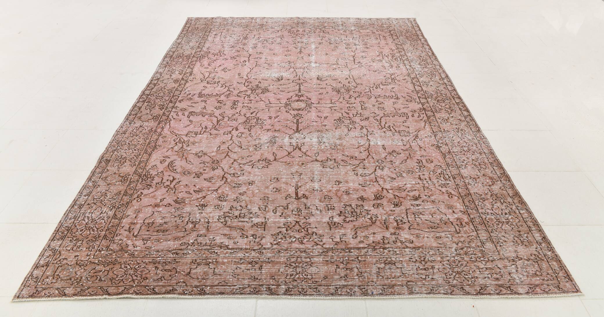 Pink & Brown Large Vintage Rug, 213x325Cm