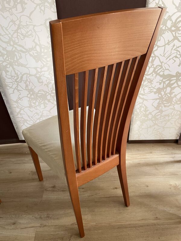 Lot de 6 chaises de salle à manger Calligaris bois et Alcantara
