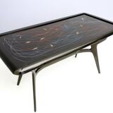 1950s Style Dining Table with Glass Top Lacquered by Enzio Wenk, Italy, 2019