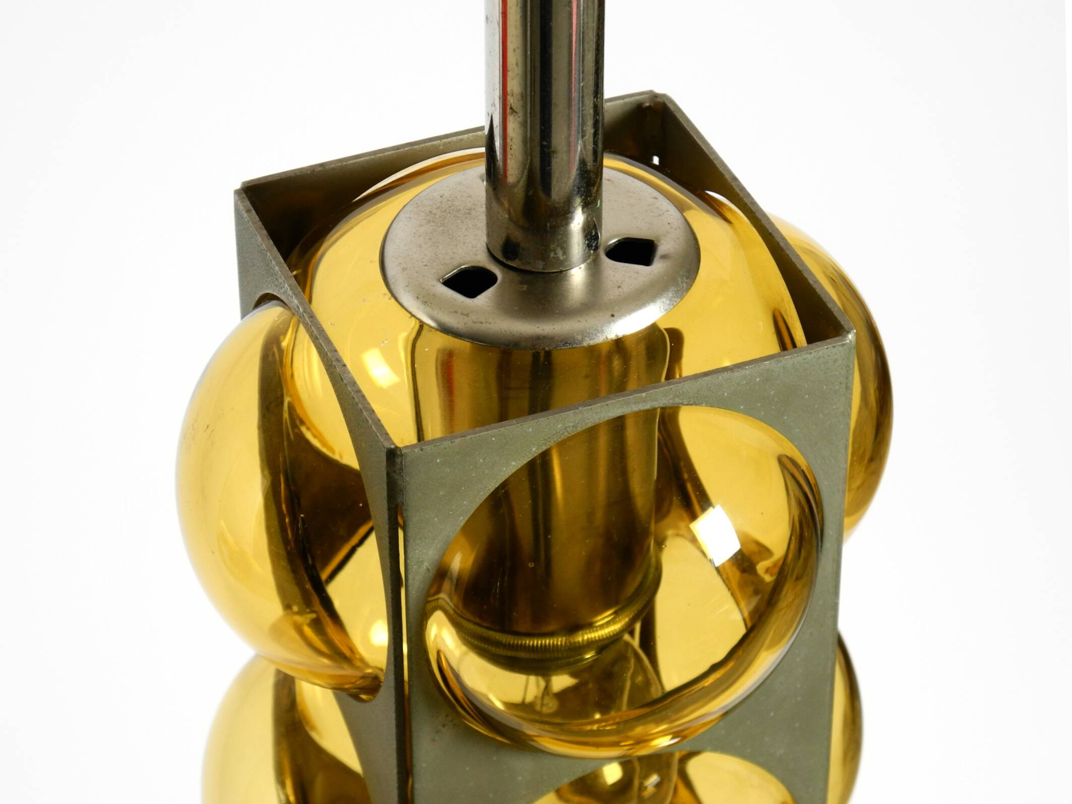 1960s Space Age pendant lamp by Temde made of glass and nickel-plated metal