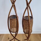 Pair vintage rattan lanterns