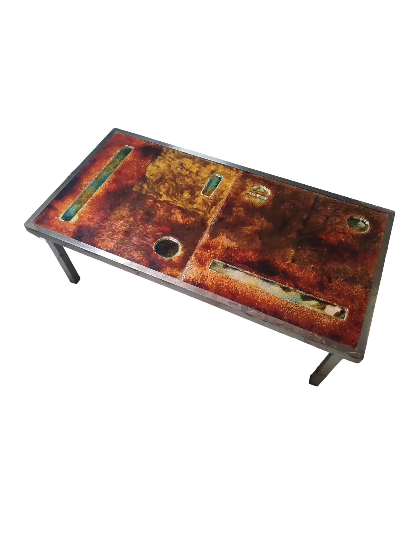 Coffee table in glazed lava stone by Robert & Jean Cloutier 1950