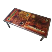 Coffee table in glazed lava stone by Robert & Jean Cloutier 1950