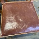 Suite of 6 oak and leather chairs 1950