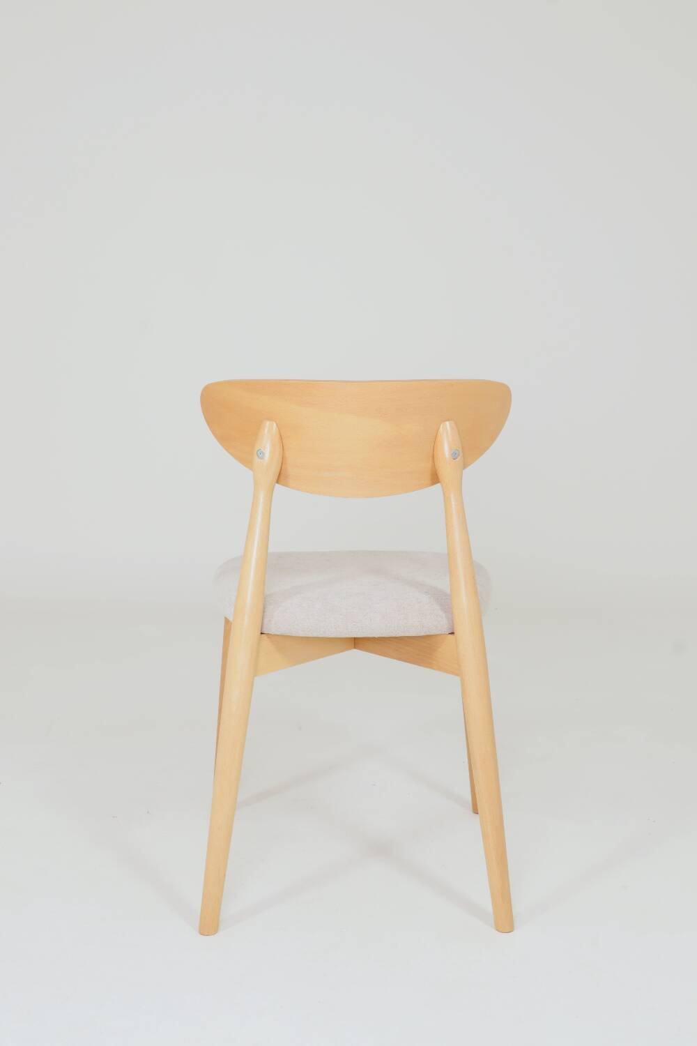 Ensemble de 6 chaises de salle à manger modernes, tissu écru et bois de hêtre naturel