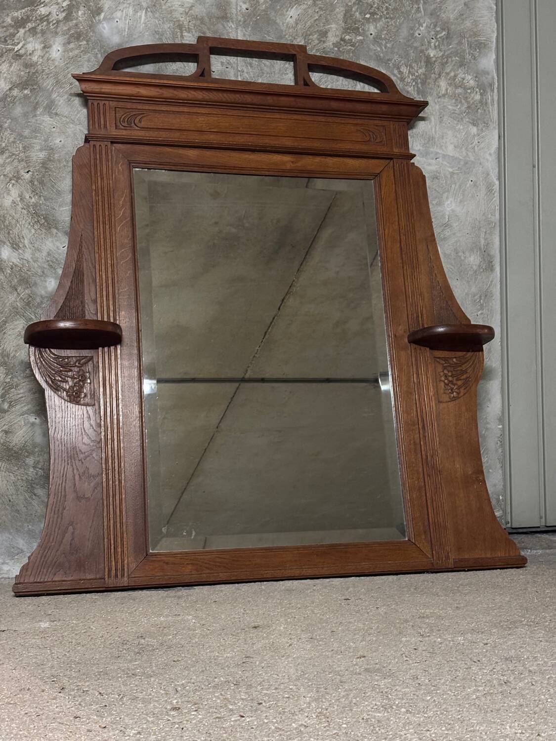 Molded and carved wooden trumeau