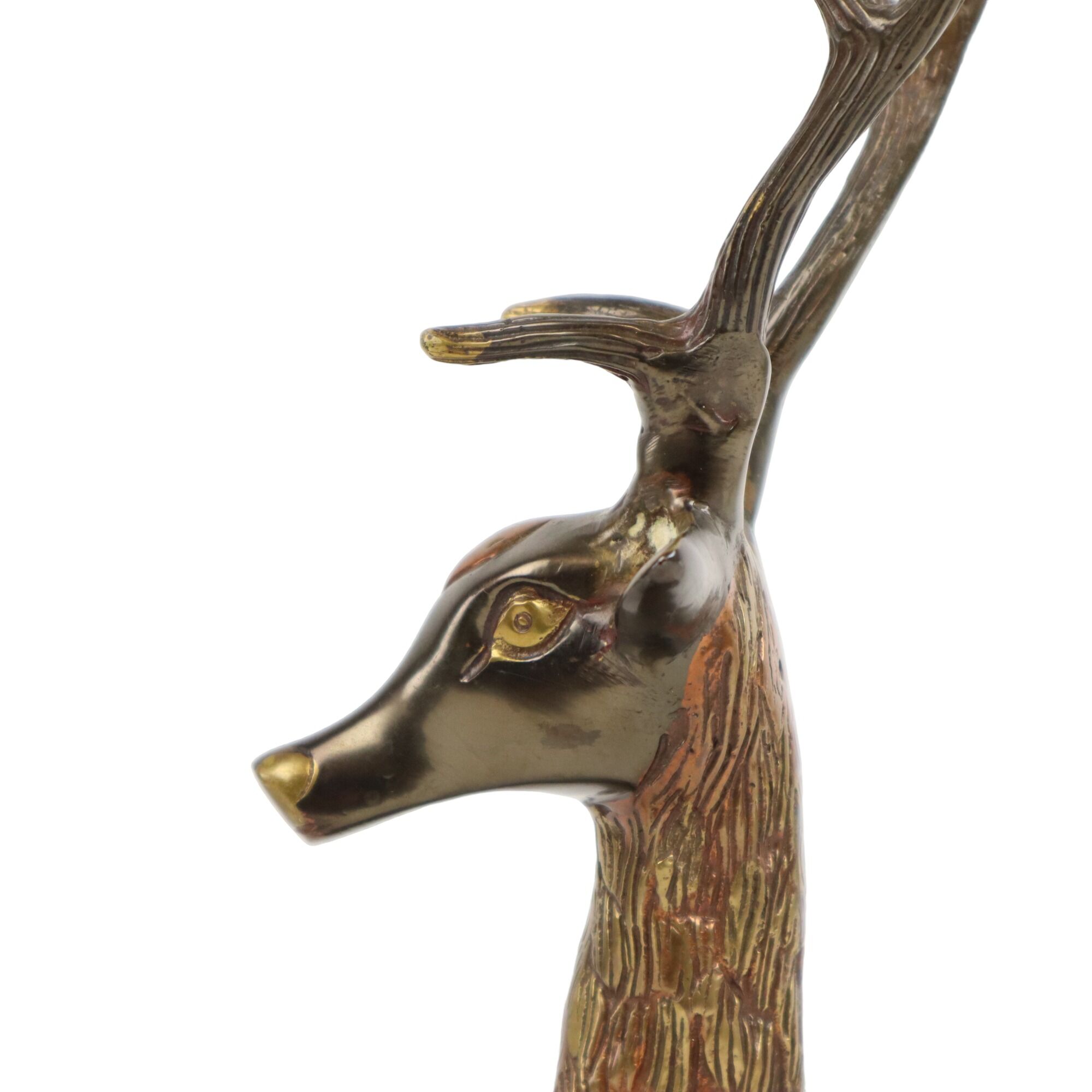 Deer sculpture copper reclining deer with antlers sarreid ltd 30cm