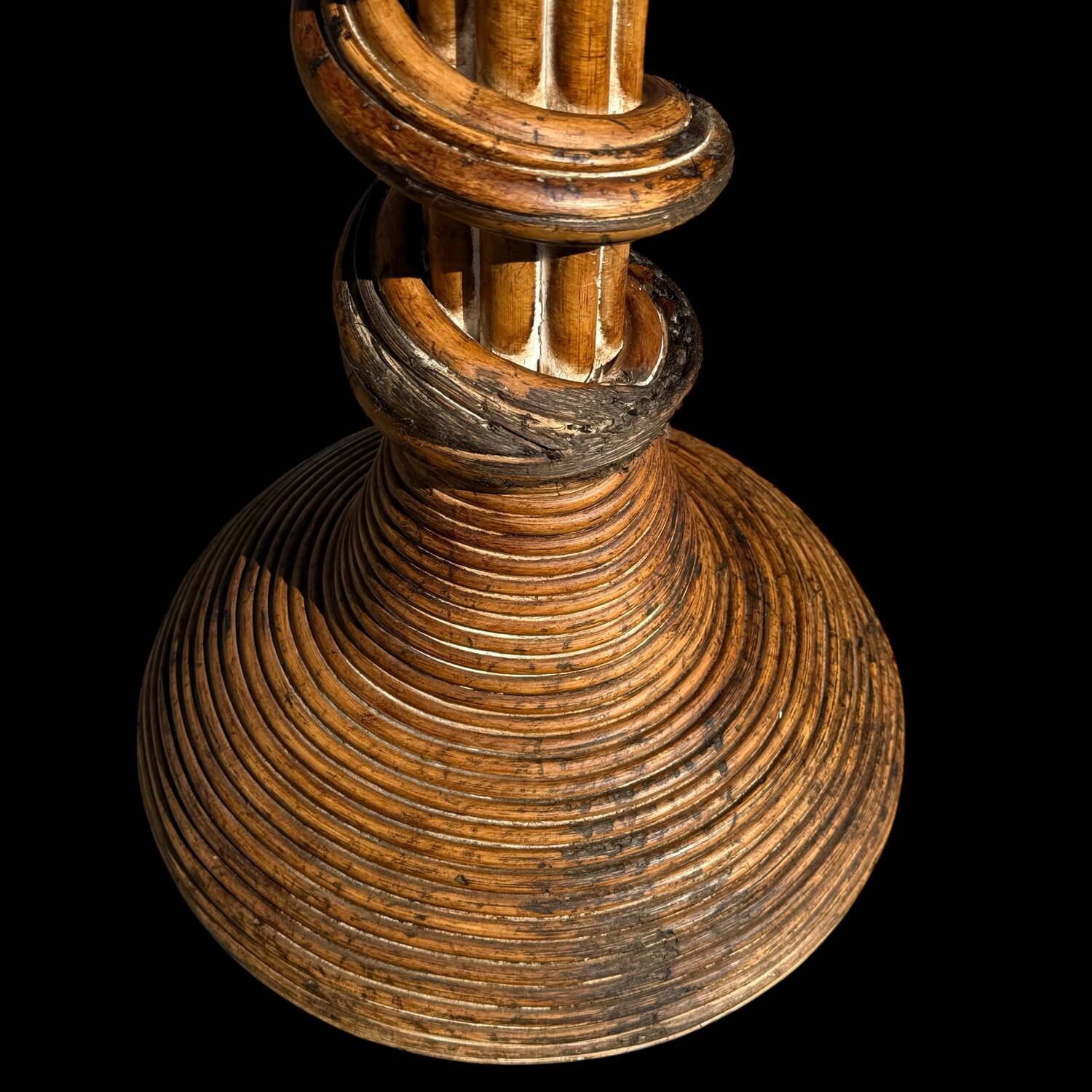 Twisted Rattan Column from the 60s Italy