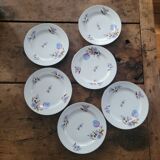 6 BD Limoges dessert plates – geometric floral decoration – 1950s
