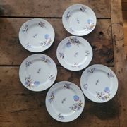 6 assiettes à dessert BD Limoges – décor floral géométrique – années 5