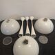 Lot de 3 lampes metal et verre holophane design année 70