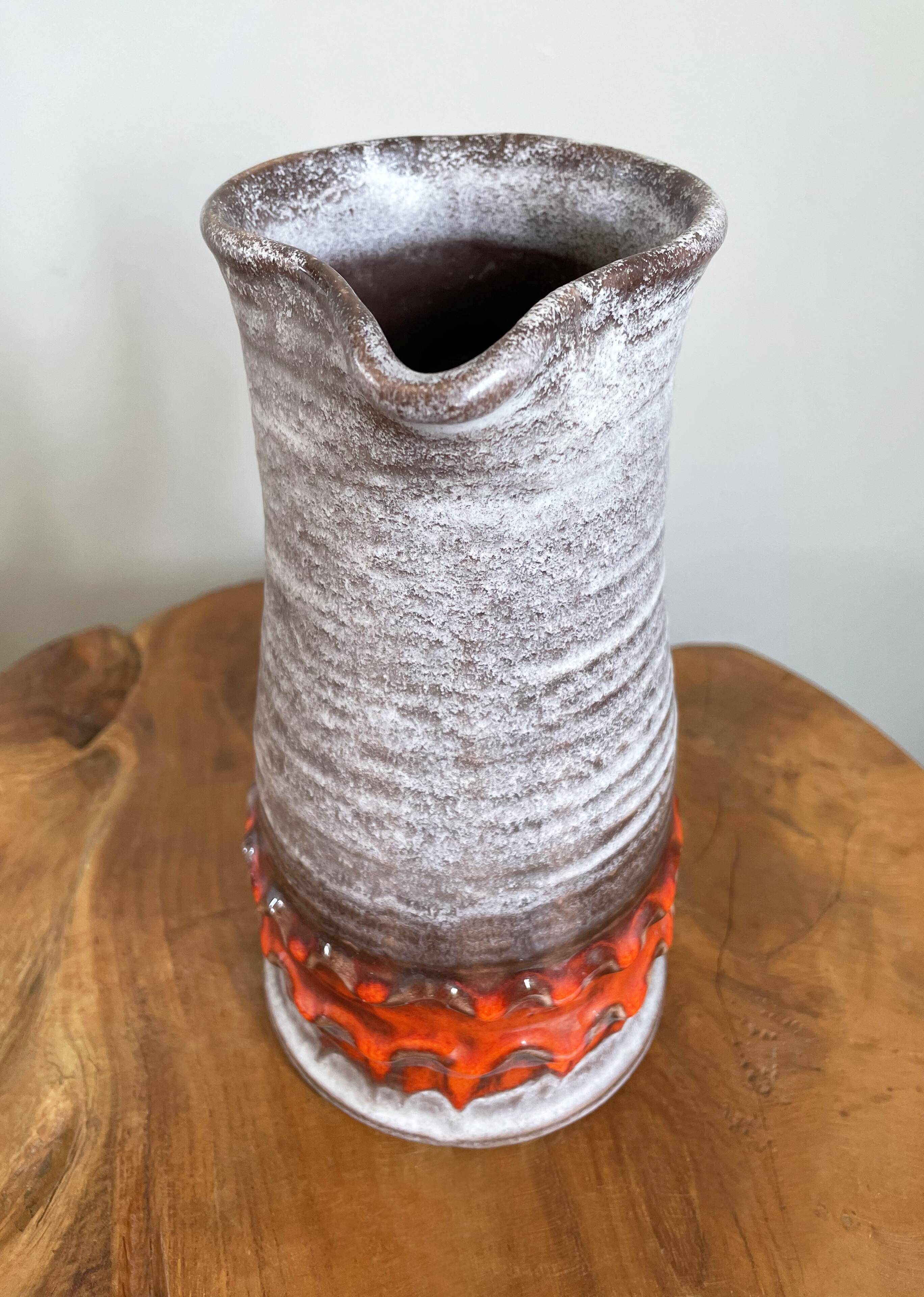 Jasba orange-grey vase/jug, bunte welt der keramik (colorful world of ceramics), west german pottery