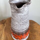 Jasba orange-grey vase/jug, bunte welt der keramik (colorful world of ceramics), west german pottery