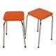 Set of 2 Stools Orange Faux Leather Chrome Base Sixties