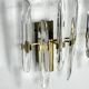 Sciolari, set of two large sconces in glass and gilded brass. Italy 1970s