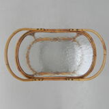 Bamboo, rattan serving trolley on castors