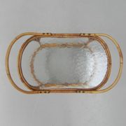 Bamboo, rattan serving trolley on castors