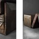 Vintage Mid-Century Modern German Brutalist 2-Seater Brown Leather Bed Sofa