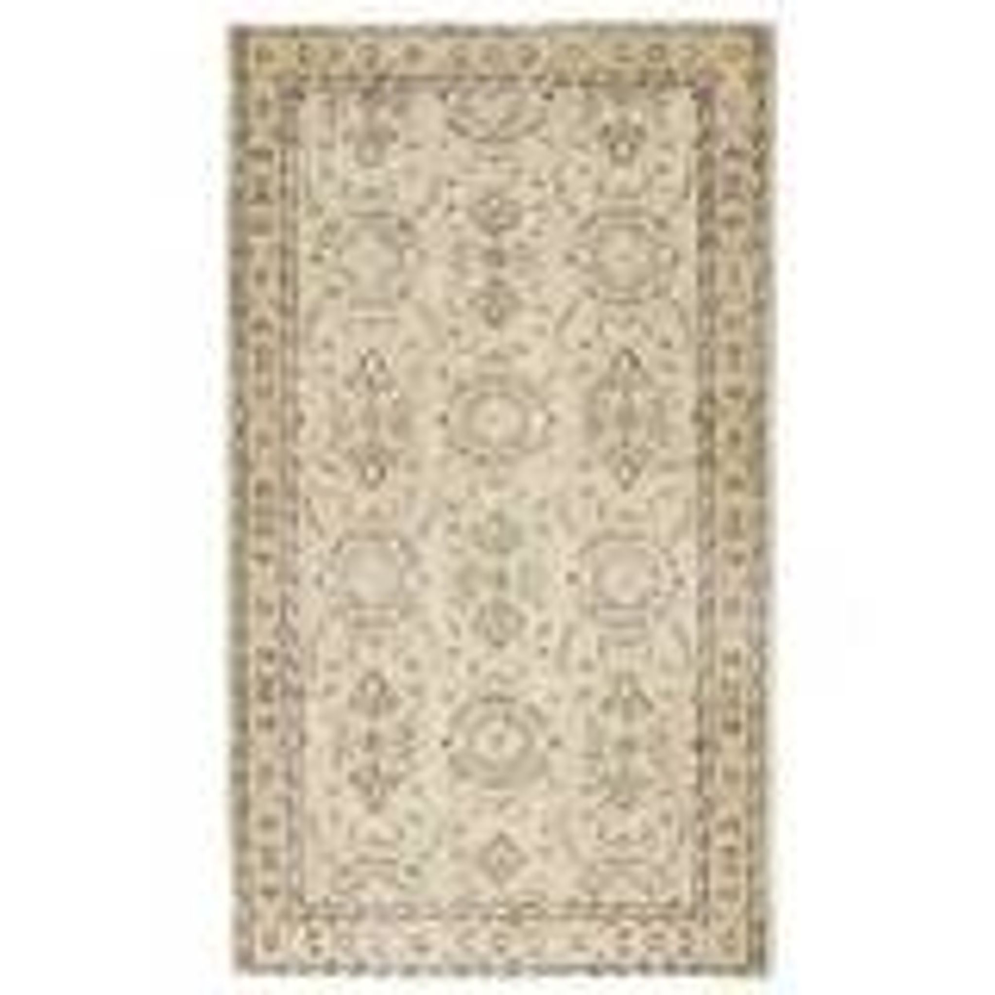 Tapis turc Oushak fait main en laine et coton beige des années 1970 115x202