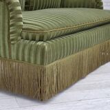 1950s, Danish 2-seater sofa, green furniture velour, beech wood.