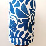 Brutalist wooden lamp and custom shade