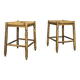 Paire de tabourets vintage en bois et paille