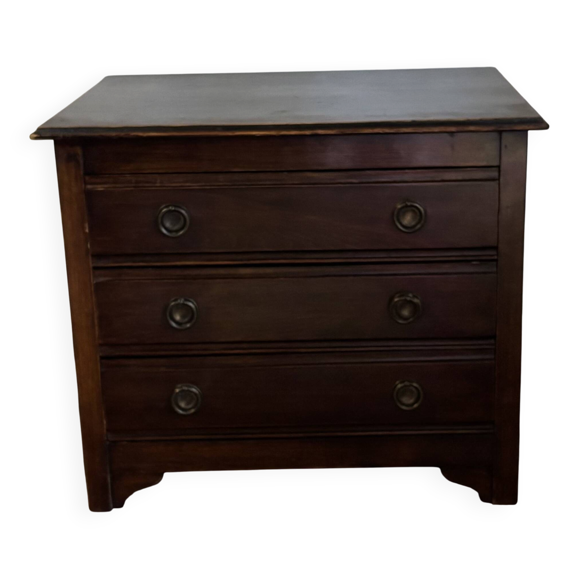 Petite commode ancienne en hêtre 3 tiroirs France Fin XIXe/début XXe