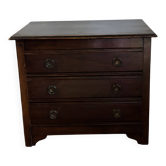 Petite commode ancienne en hêtre 3 tiroirs France Fin XIXe/début XXe