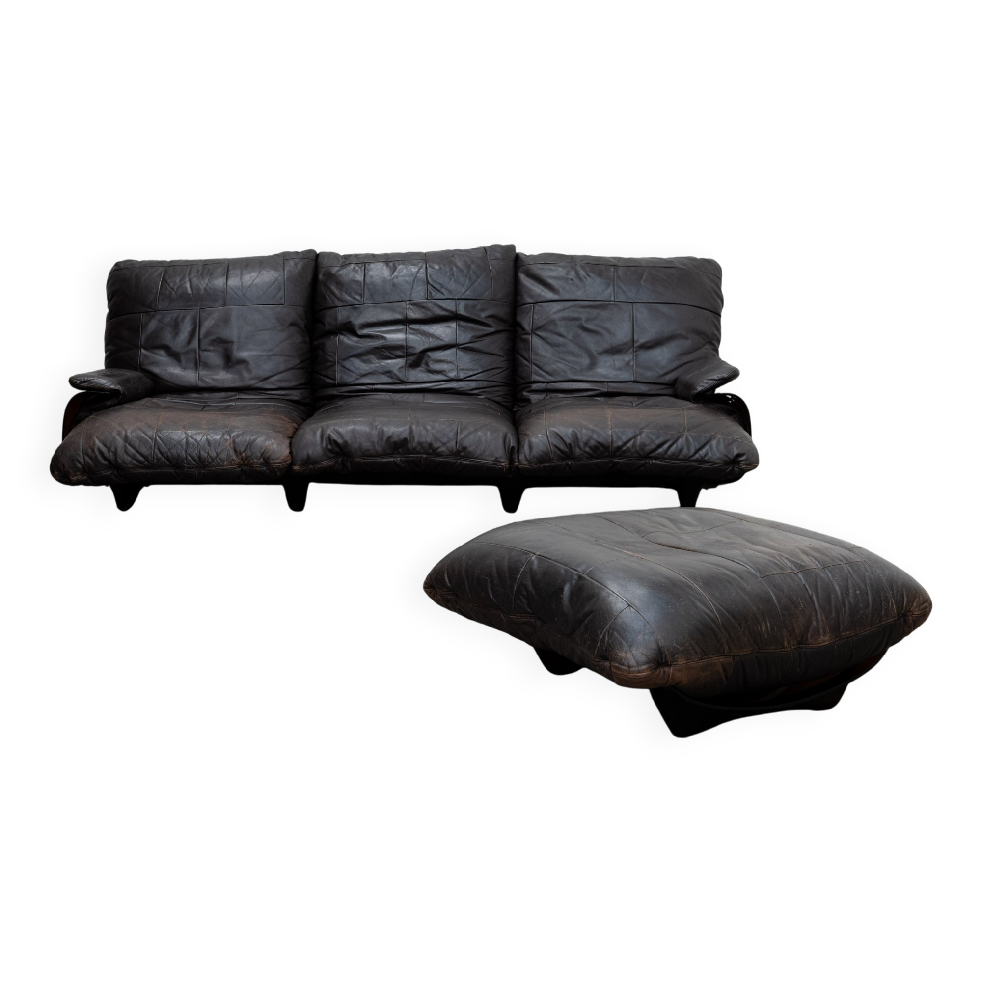 Canapé vintage Marsala pour Ligne Roset en cuir marron, 1980