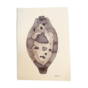 Tableau signé aquarelle - encre