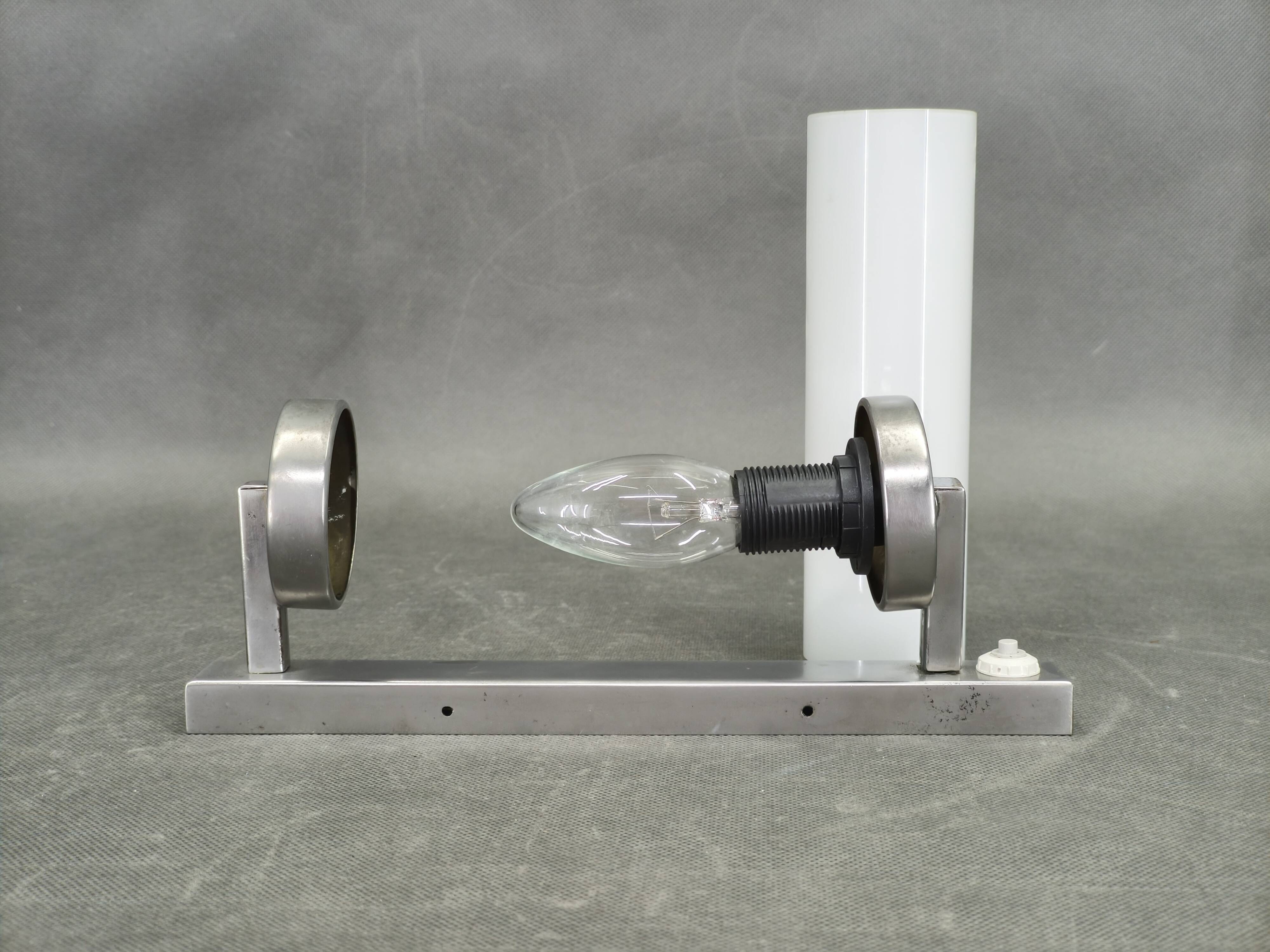 Pair of Art Deco Chrome and Glass Wall Lights, 1930s