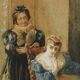 Old painting signed Pietro Michis, interior scene, 19th century.