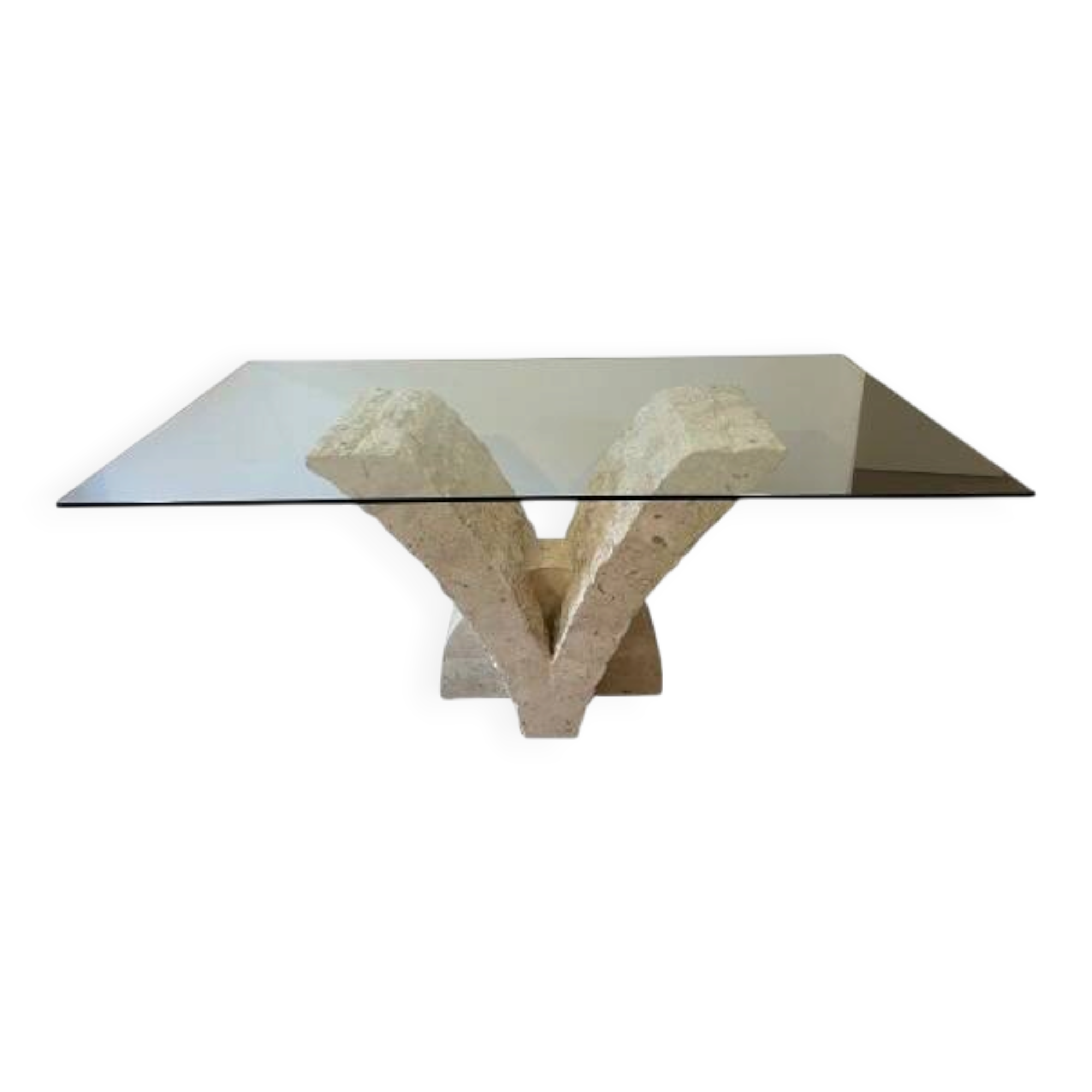 Dining table Stones Deco “Cadiz” glass and stone - Very good condition