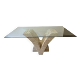 Dining table Stones Deco “Cadiz” glass and stone - Very good condition