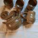 8-piece vintage stoneware tea set by V Benaix