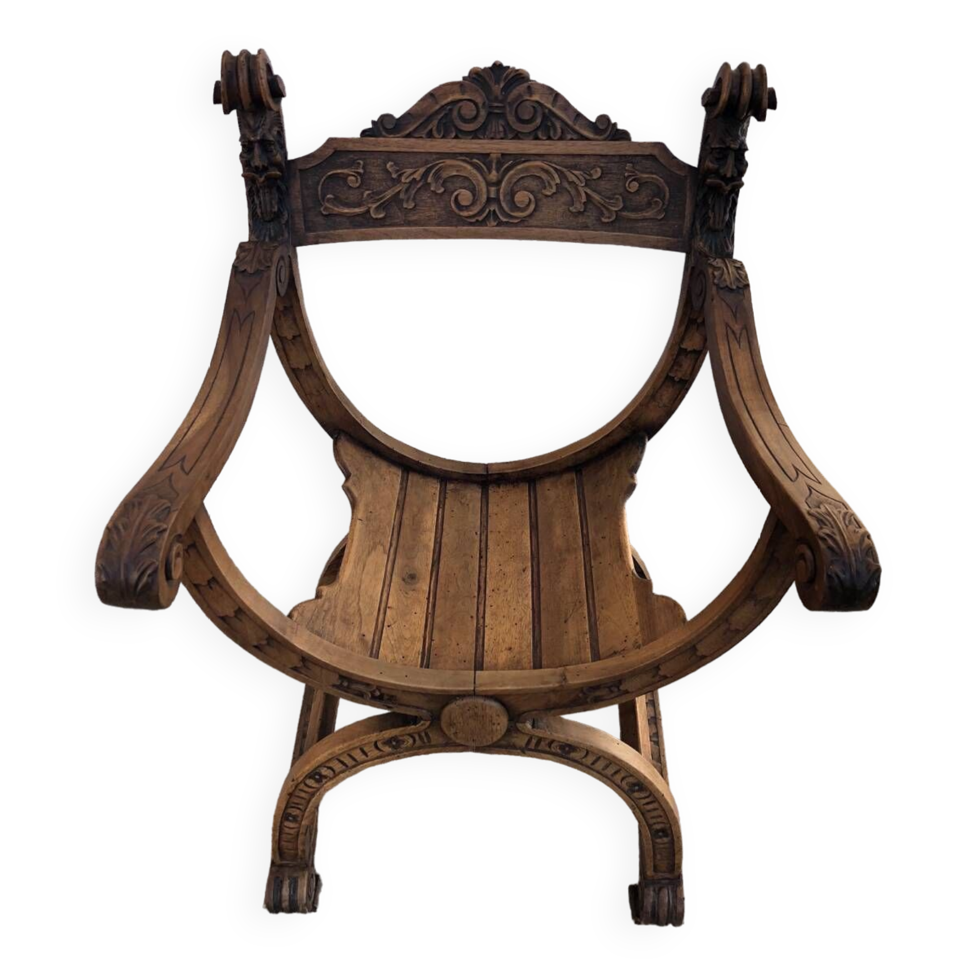 Fauteuil, chaise dagobert bois sculpté 19ème