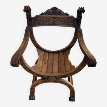 Armchair, Dagobert chair carved wood 19th